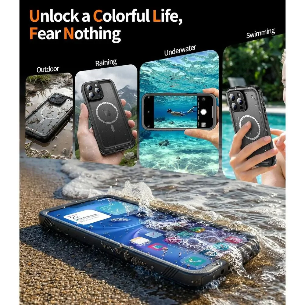 Cozycase for iPhone 13 Pro Waterproof Case Full Body Heavy Duty Black